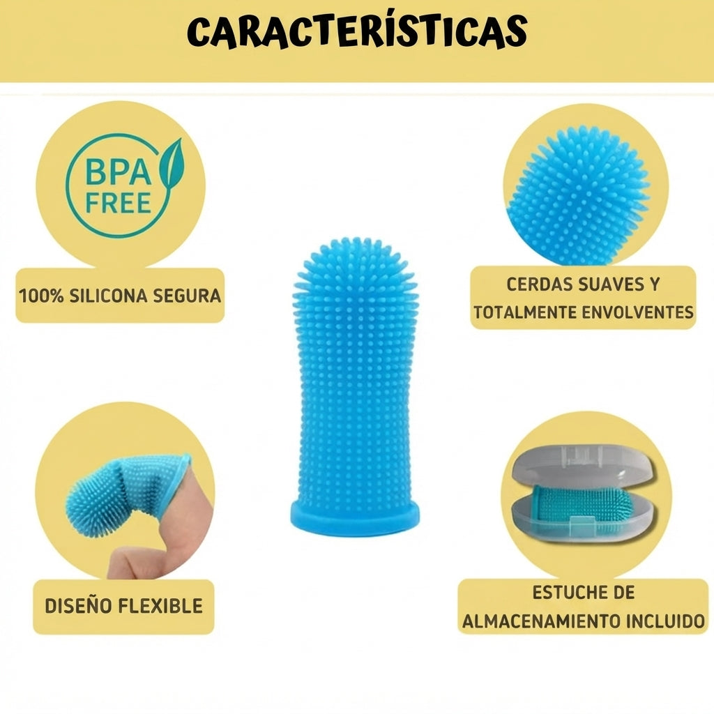 Cepillo Dental de Dedo para Perros y Gatos – Silicona Super Suave