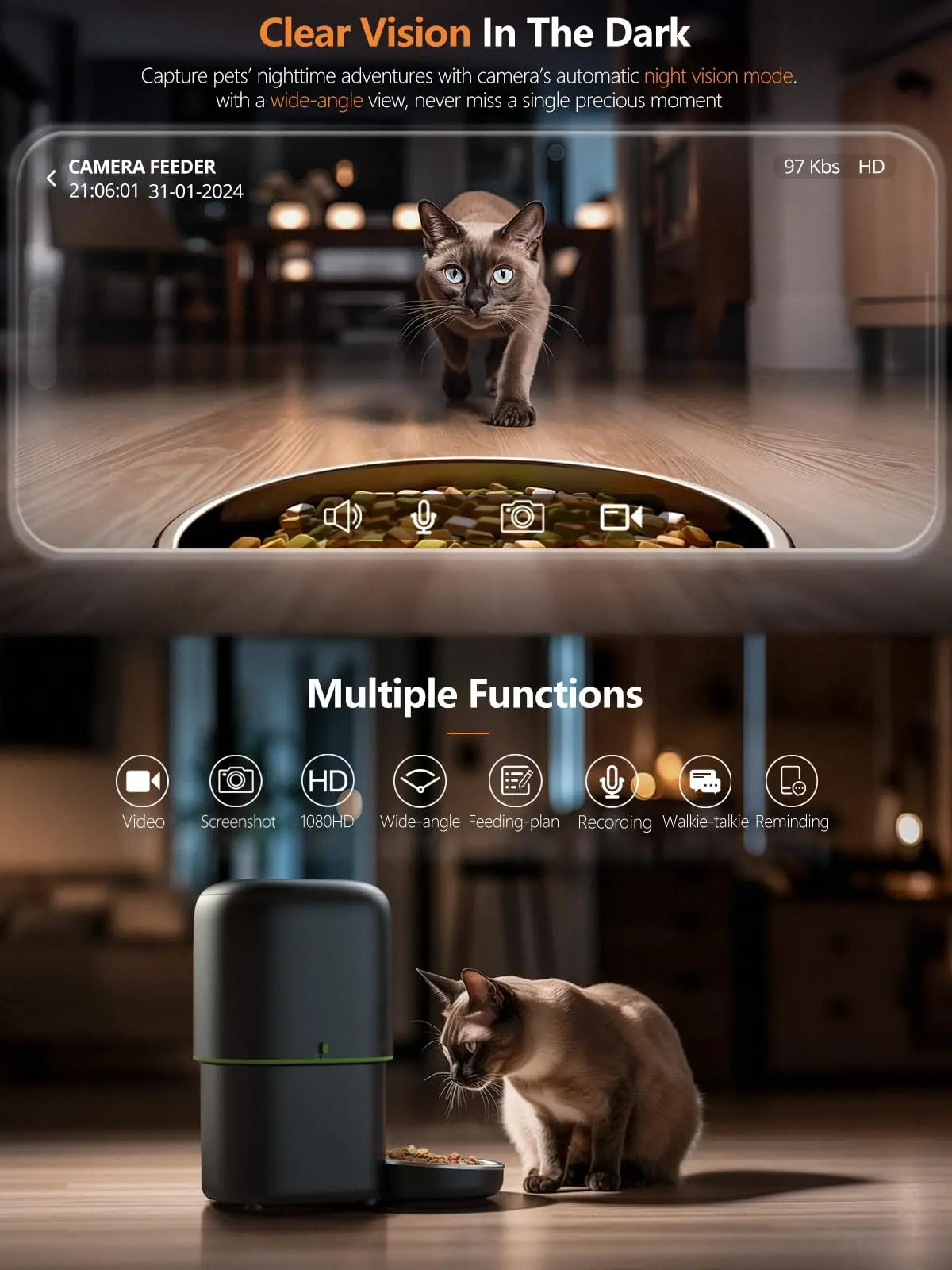 Smart Feeder with WiFi Camera for Cats and Dogs
