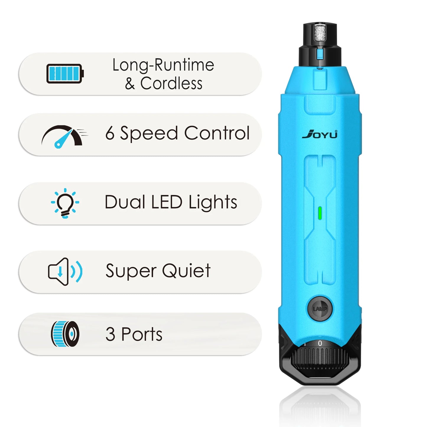 6-Speed Dog Nail Grinder Enhanced Pet Nail Grinder Super Quiet Rechargeable Electric Dog Nail Trimmer Painless Paws Grooming