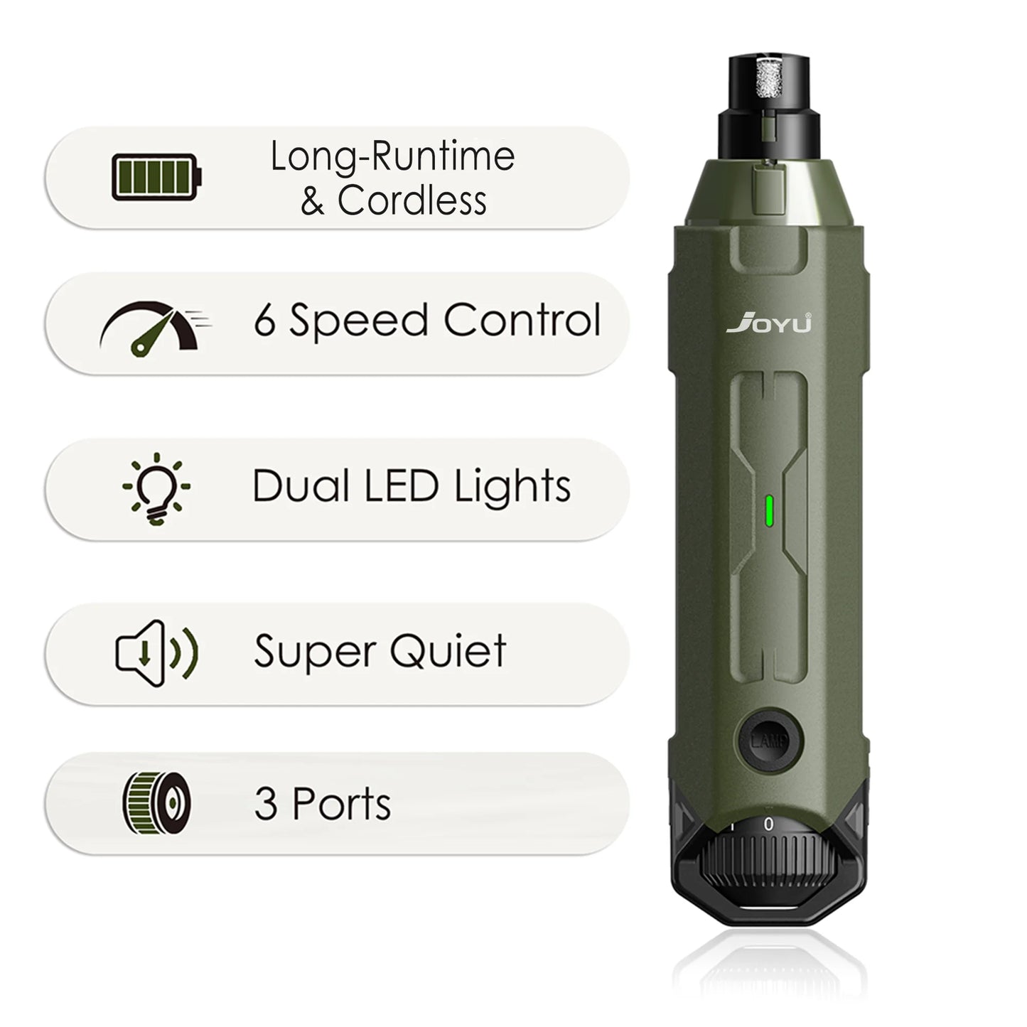 6-Speed Dog Nail Grinder Enhanced Pet Nail Grinder Super Quiet Rechargeable Electric Dog Nail Trimmer Painless Paws Grooming